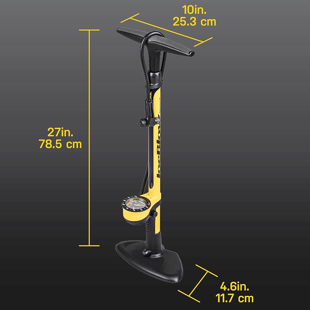 Topeak JoeBlow Sport III High-Pressure Bike Floor Pump – 160 PSI, Durable Steel Barrel, 3” Analog Gauge, TwinHead DX5 Pump Head, Long Hose, Ergonomic Handle, Fits Presta, Schrader, & Dunlop Valves