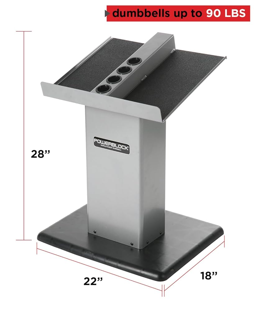 POWERBLOCK Large Column Stand, Dumbbell Rack & Weight Rack,Silver/black