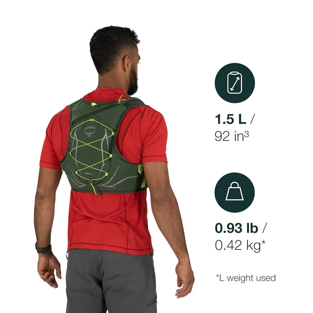 Osprey Duro 1.5L Men's Running Hydration Vest with Hydraulics Reservoir, Phantom Grey/Toffee Orange, Large