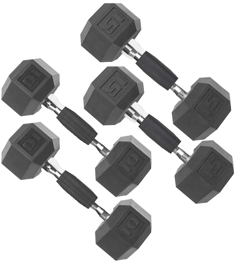 CAP Barbell 50 lbs Coated Dumbbell Set with Comfort handle, 10LBx2, 15lbx2