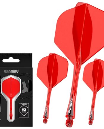 Winmau Darts Fusion Integrated Flight & Shaft System - No.2 Shape & Design - Red Colour, Short Length