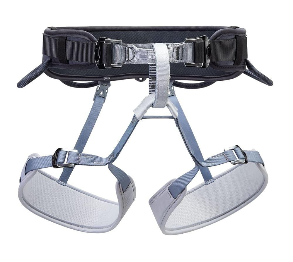PETZL CORAX Comfortable and fully adjustable harness for gym and outdoor climbing, dual buckle waist, 2, dark gray
