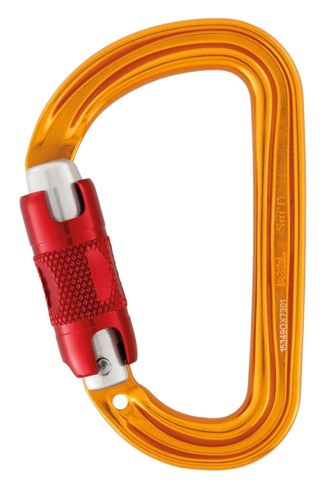 PETZL GRIGRI Belay Device with Sm'D Twist-Lock Carabiner - Belay Device with Cam-Assisted Blocking for Sport, Trad, & Top-Rope Climbing - Red