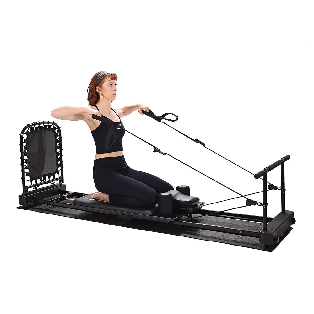 Stamina Products Pilates Home Studio Foldable Reformer, Complete Workout System for Fitness Enthusiasts, All in One Pilates Experience, Black