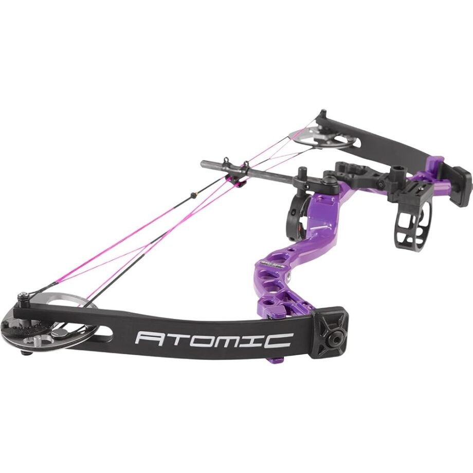 Diamond Archery Youth Atomic Bow - Fully Adjustable Equipped Durable Compound Bow | 6-29 LBS Draw Weight | 12"-24" Draw Length | 191 FPS, Right Hand, Purple