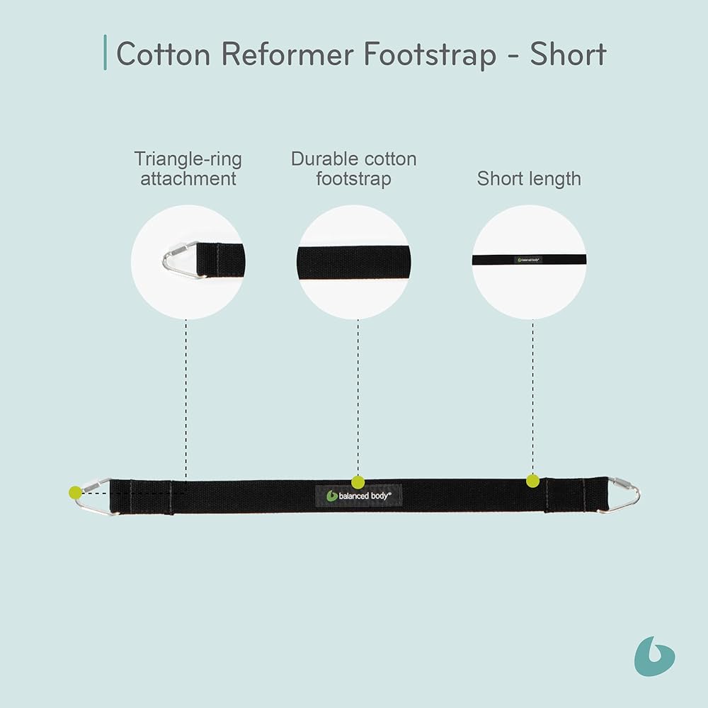 Balanced Body Short Cotton Footstrap for Pilates Reformer, Compatible with Studio Reformer with Classic and Infinity Footbar, Clinical, Fletcher, Rialto Reformers, Accessory, 25.5 Inches