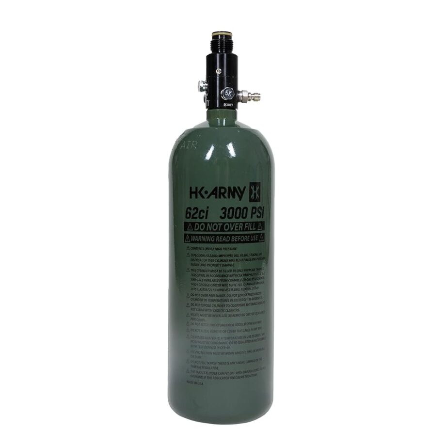 HK Army Aluminum Compressed Air HPA Paintball Tank Air Systems - Standard Regulator (Olive, 62ci/3000psi)