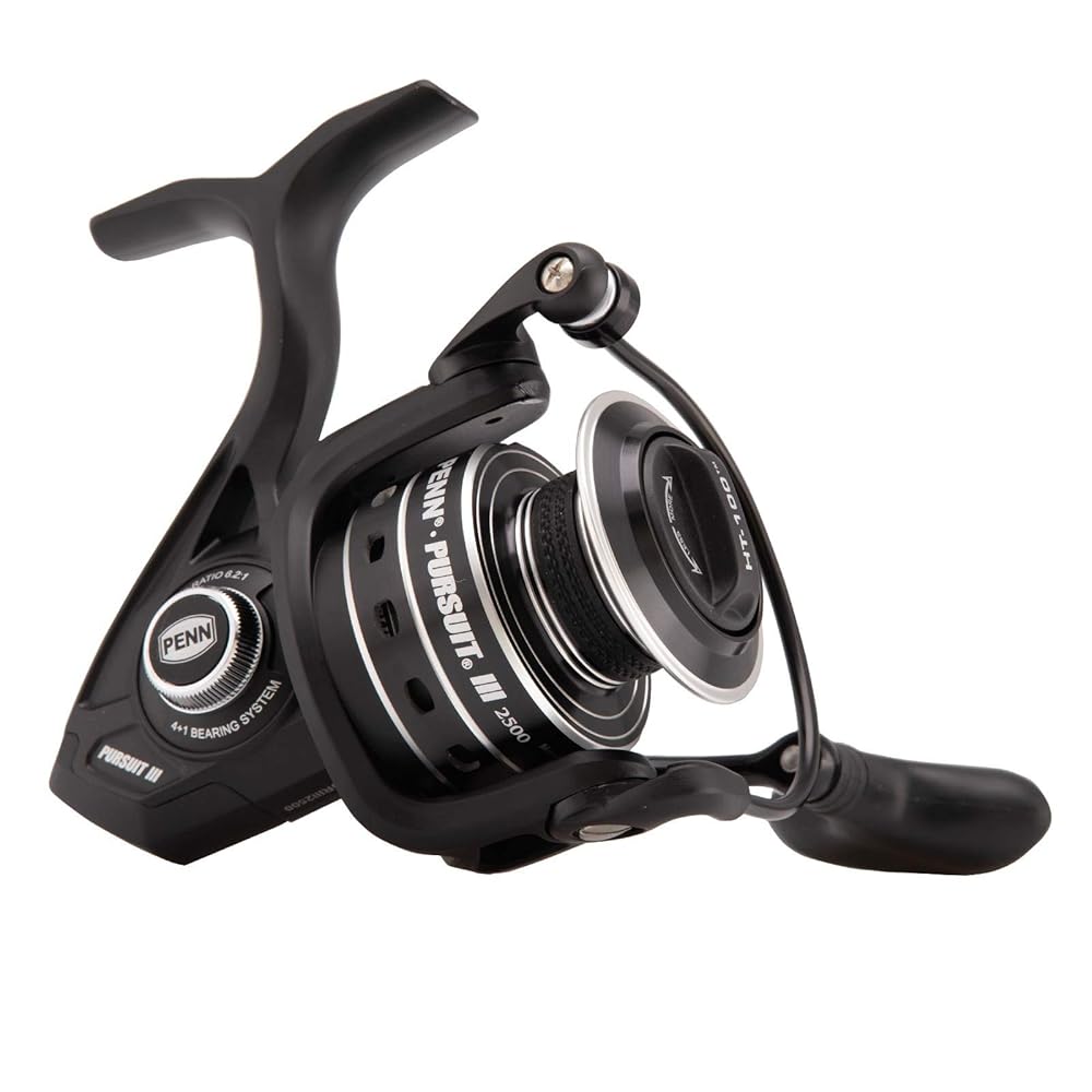 PENN Pursuit III Spinning Fishing Reel, Black/Silver, 2500