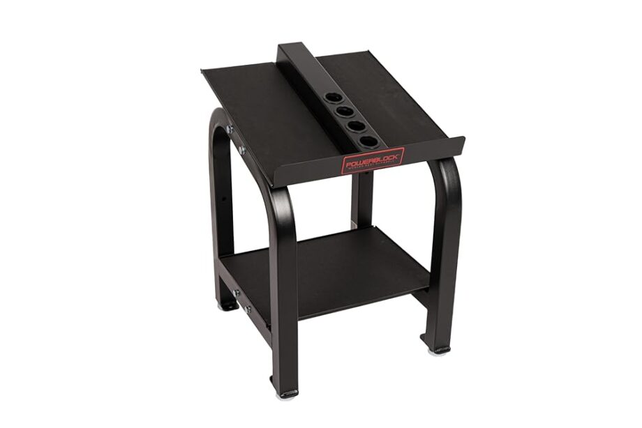 PowerBlock Home Rack Stand, Dumbbell Rack & Weight Rack With Tray, Supports Dumbbells up to 100 lbs, Durable Steel Construction, Home Gym Strength Training, Innovative Workout Equipment