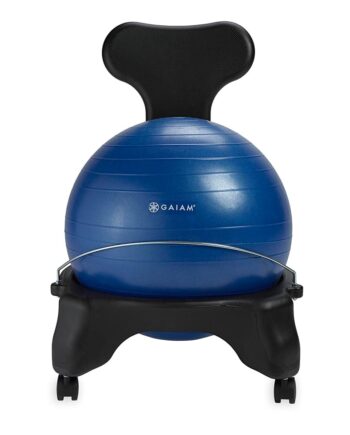 Gaiam Classic Balance Ball Chair – Ergonomic Stability Chair for Desk & Office | Yoga Ball Seat with Base, Air Pump, & Exercise Guide | Improves Posture & Core Strength (300 lb Capacity)