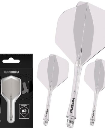 Winmau Darts Fusion Integrated Flight & Shaft System - No.2 Shape & Design - Clear Colour, Short Length