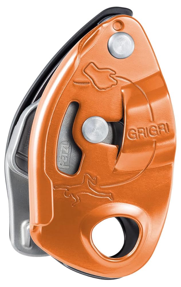 PETZL GRIGRI Belay Device with Sm'D Twist-Lock Carabiner - Belay Device with Cam-Assisted Blocking for Sport, Trad, & Top-Rope Climbing - Red