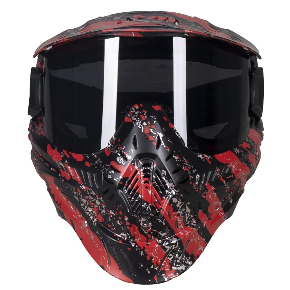 HK Army HSTL Goggle Paintball Airsoft Mask with Anti Fog Thermal Lens (Fracture Black/Red/Smoke Lens)