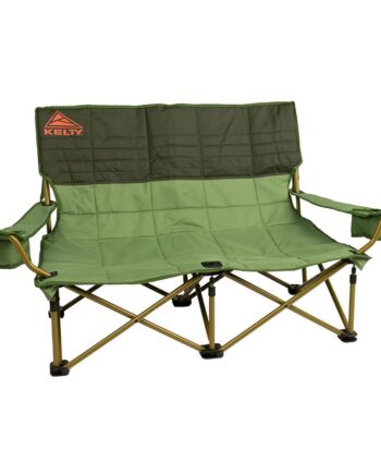 Kelty Low Loveseat Oversized 2-Person Heavy Duty Folding Camp Chair, Double Seat for Soccer Games, Tailgating, Beach Days (Low Height/Dill)