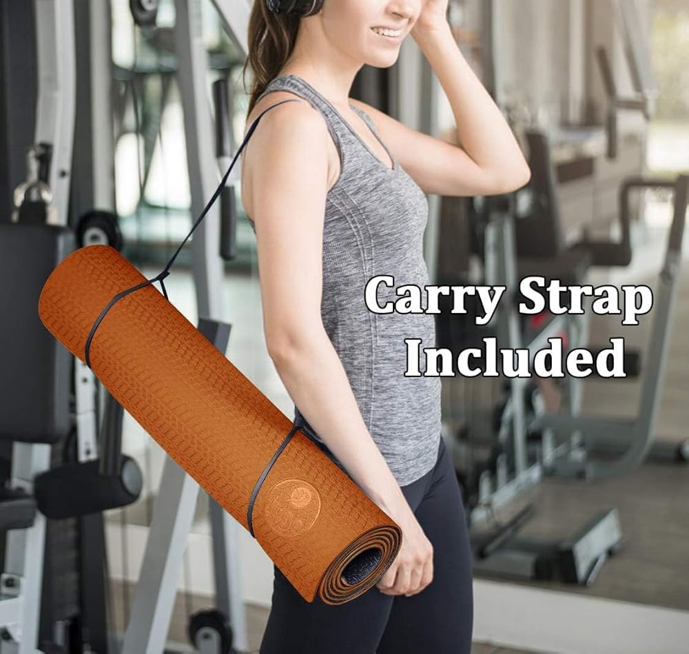 IUGA Yoga Mat Non Slip Anti-tear Pilates Mat Eco Friendly Hot Yoga Mats Thick for Workout & Exercise(72"x 24"x 6mm)