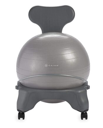 Gaiam Classic Balance Ball Chair – Ergonomic Stability Chair for Desk & Office | Yoga Ball Seat with Base, Air Pump, & Exercise Guide | Improves Posture & Core Strength (300 lb Capacity)