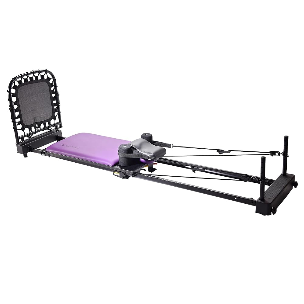 Stamina Products AeroPilates Reformer Plus 379, Pilates Home Gym Equipment with Cardio Rebounder, Padded Foot Bar, 4 Resistance Cords, and Workout DVDs