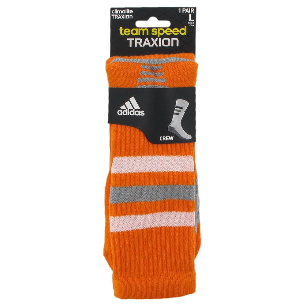 adidas Team Speed Traxion Crew Socks, Light Orange/White/Aluminum 2, Medium