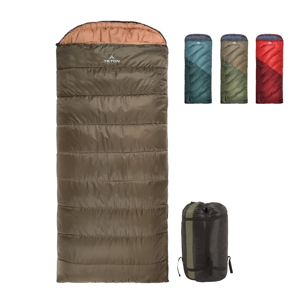 Teton Celsius Regular, 0 Degree Sleeping Bag, All Weather Bag for Adults and Kids Camping Made Easy and Warm Compression Sack Included
