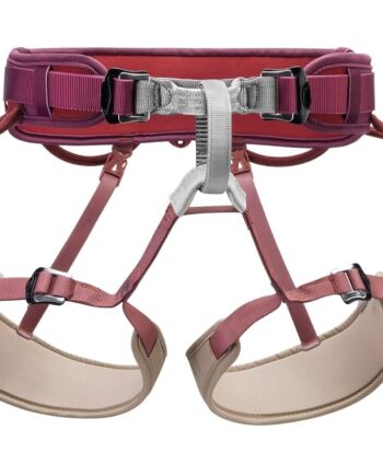 PETZL CORAX Comfortable and fully adjustable harness for gym and outdoor climbing, dual buckle waist, 2, dark red