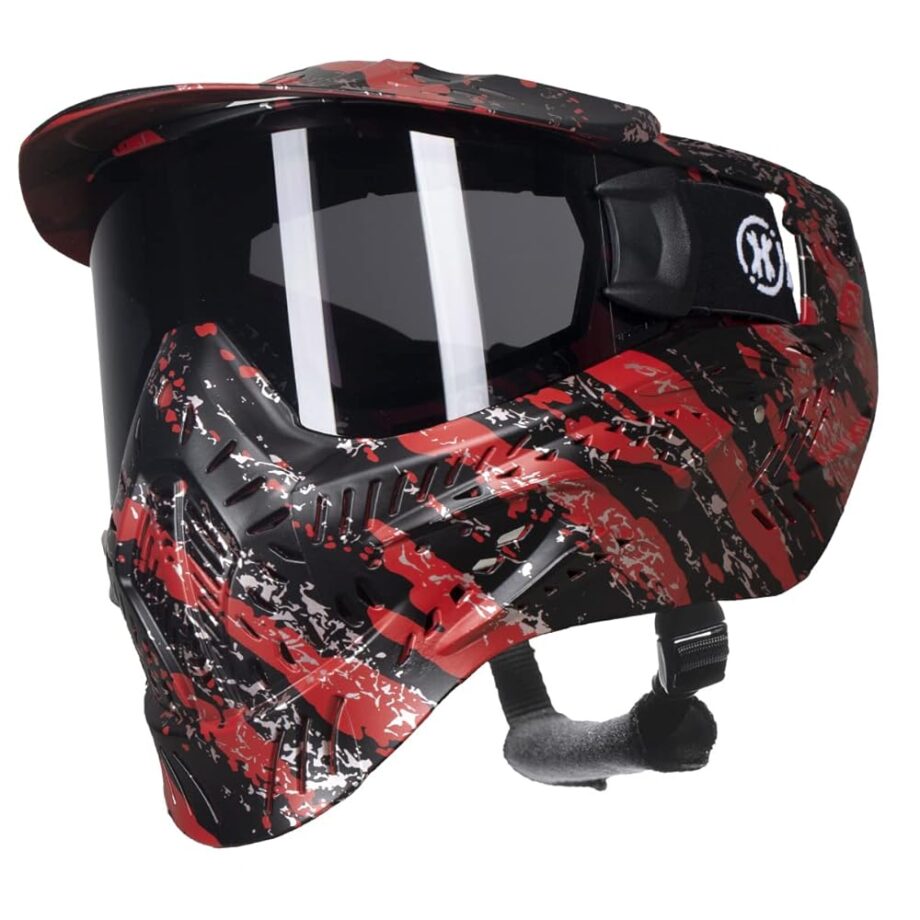 HK Army HSTL Goggle Paintball Airsoft Mask with Anti Fog Thermal Lens (Fracture Black/Red/Smoke Lens)