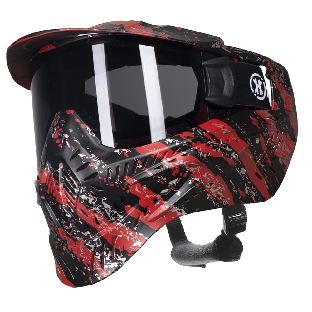 HK Army HSTL Goggle Paintball Airsoft Mask with Anti Fog Thermal Lens (Fracture Black/Red/Smoke Lens)
