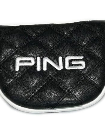 Ping Universal Quilted Premium Leather Black Mallet Round Putter Headcover, Magnet Closure