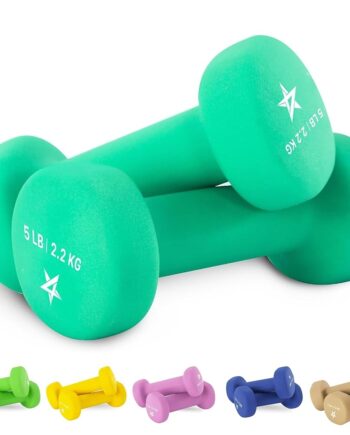 Yes4All 5 lbs Dumbbells Neoprene with Non Slip Grip – Great for Total Body Workout – Total Weight: 10 lbs (Set of 2)