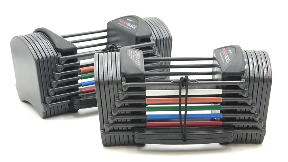 PowerBlock Sport 24 Adjustable Dumbbells, Sold in Pairs, 3-24 lb. Dumbbells, Durable Steel Build, Innovative At Home Workout Equipment, All-in-One Exercise Dumbbells, Strength Training Grey