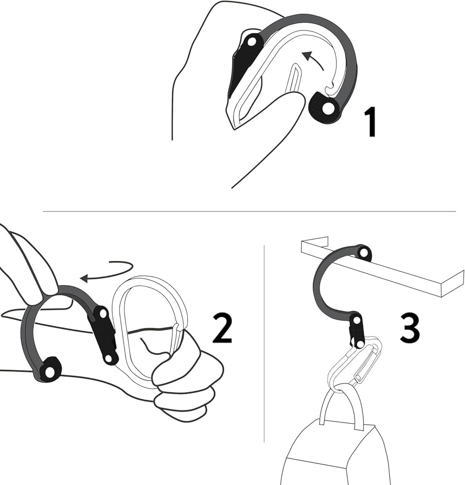 GEAR AID HEROCLIP Carabiner Gear Clip and Hook (Medium) for Camping, Backpack, and Garage Organization, Stealth Black