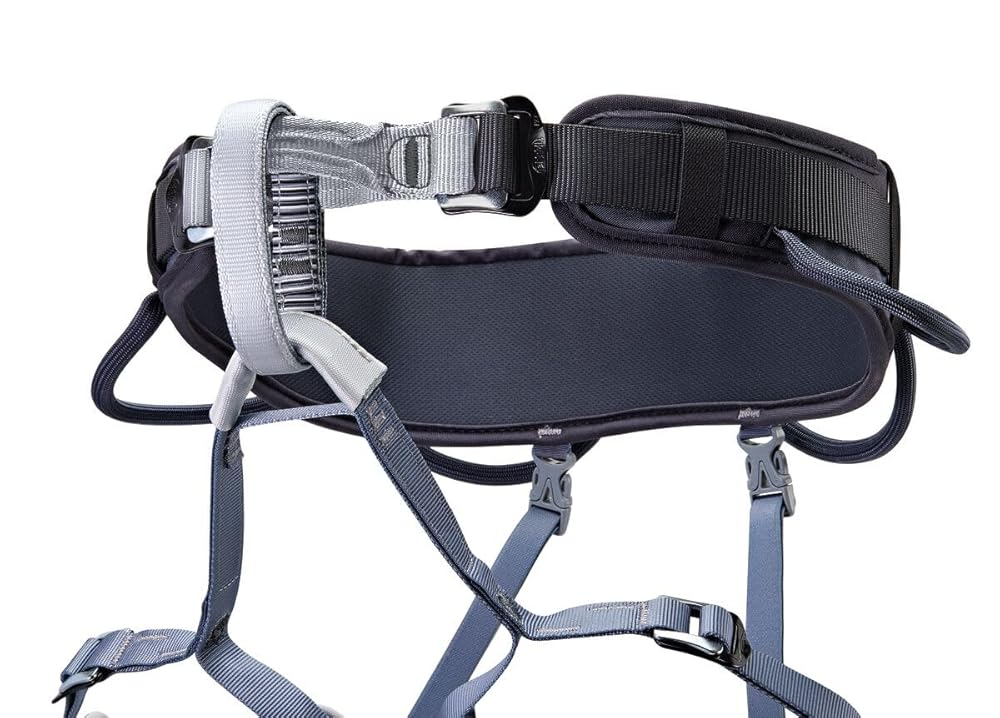 PETZL CORAX Comfortable and fully adjustable harness for gym and outdoor climbing, dual buckle waist, 1, dark gray