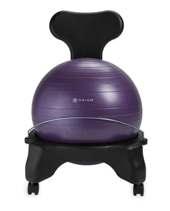 Gaiam Classic Balance Ball Chair – Ergonomic Stability Chair for Desk & Office | Yoga Ball Seat with Base, Air Pump, & Exercise Guide | Improves Posture & Core Strength (300 lb Capacity)