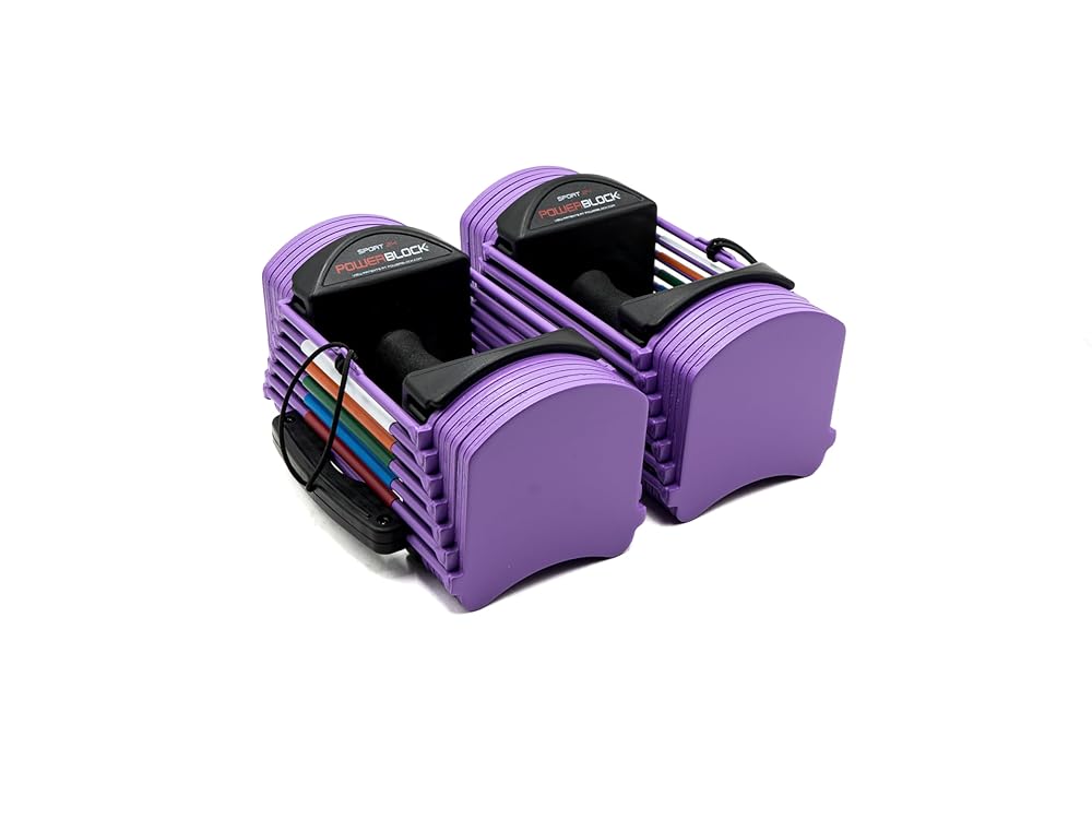 PowerBlock Sport 24 Adjustable Dumbbells, Sold in Pairs, 3-24 lb. Dumbbells, Durable Steel Build, Innovative At Home Workout Equipment, All-in-One Exercise Dumbbells, Strength Training, Lavender