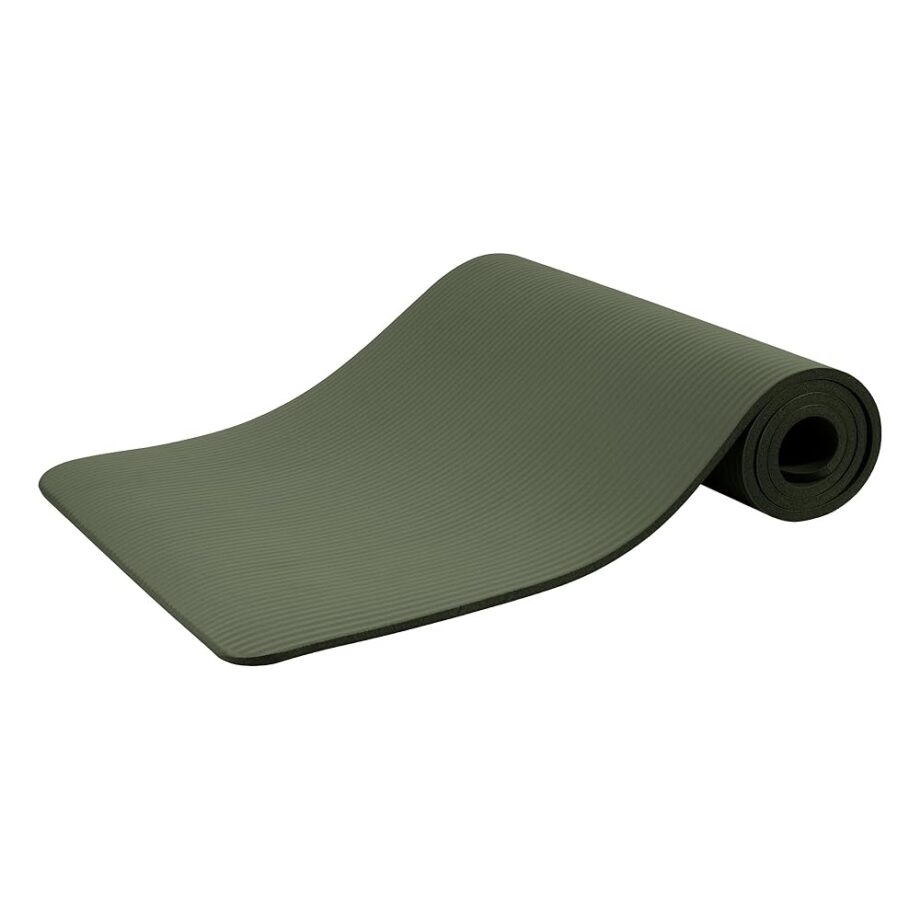 Quality Exercise Yoga Mat, 1/2-Inch Thick High-Density Foam for Full-body workout, Anti-Tear and non-slip Surface, Includes Carry Strap for Home & Studio Workouts,Green Jasper