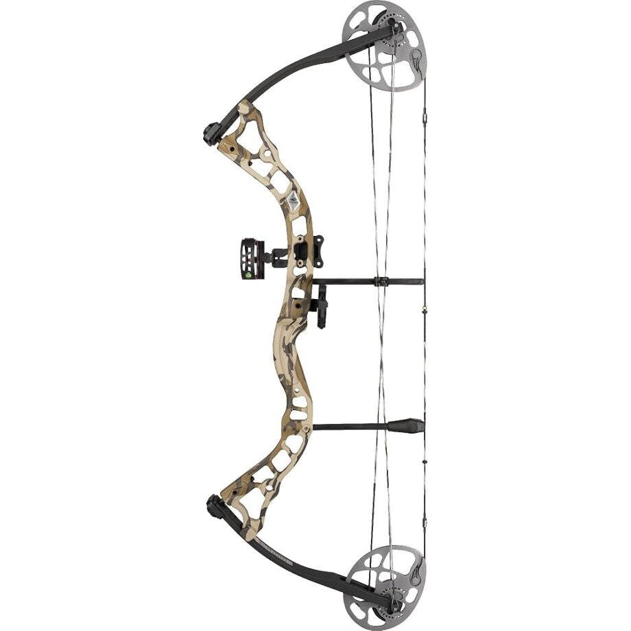 DIAMOND ARCHERY Prism Fully Equipped Adjustable Durable Compound Bow, 5-55 lbs, Mossy Oak Bottomland, Left Hand