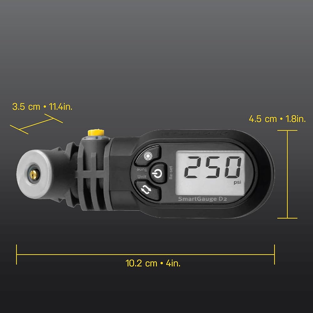 Topeak SmartGauge D2 Digital Tire Pressure Gauge – Presta/Schrader Compatible, 250 Psi/17 Bar, Precision Air Pressure Reader with LCD Display for Bikes, Motorcycles & Sports Equipment