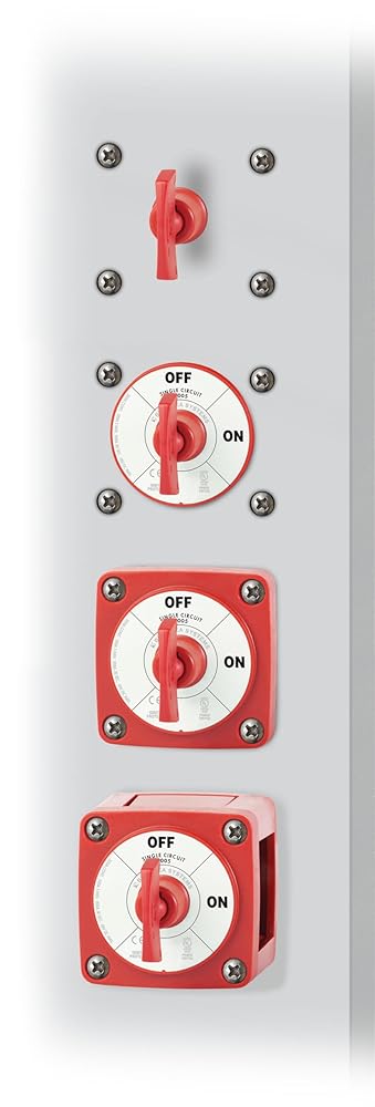Blue Sea Systems 6005 m-Series ON/OFF Battery Isolator Switch with Locking Key, Red