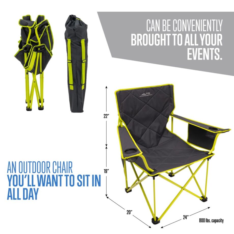 ALPS Mountaineering King Kong Camping Chair, One Size, Polyester, Charcoal/Citrus