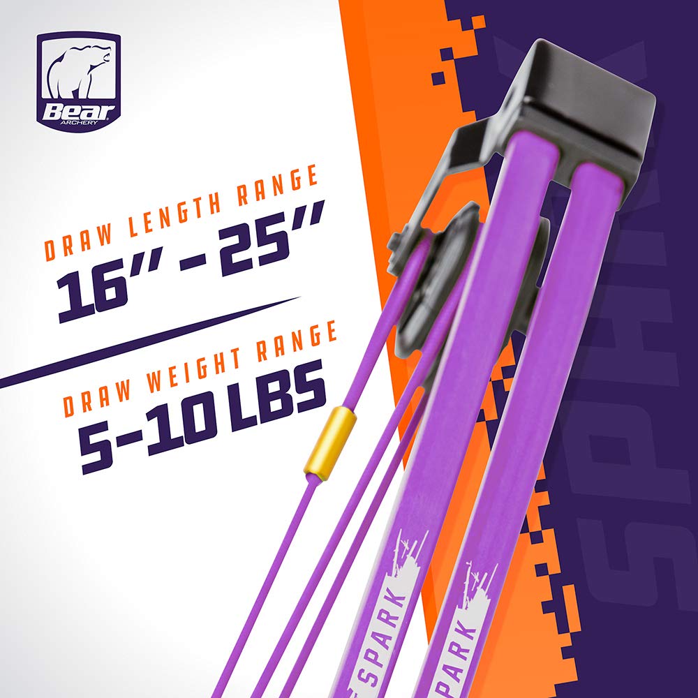 Bear Archery Spark Youth Bow Set, Ambidextrous, Flo Purple