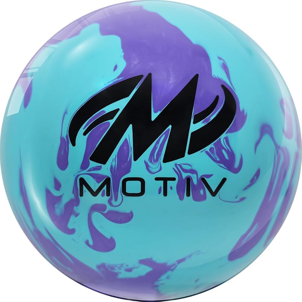 MOTIV Max Thrill Hybrid Bowling Ball | Huge Value and Performance | Sky Blue Solid with Purple Pearl | Available in 10-16 pounds (16, Pounds)