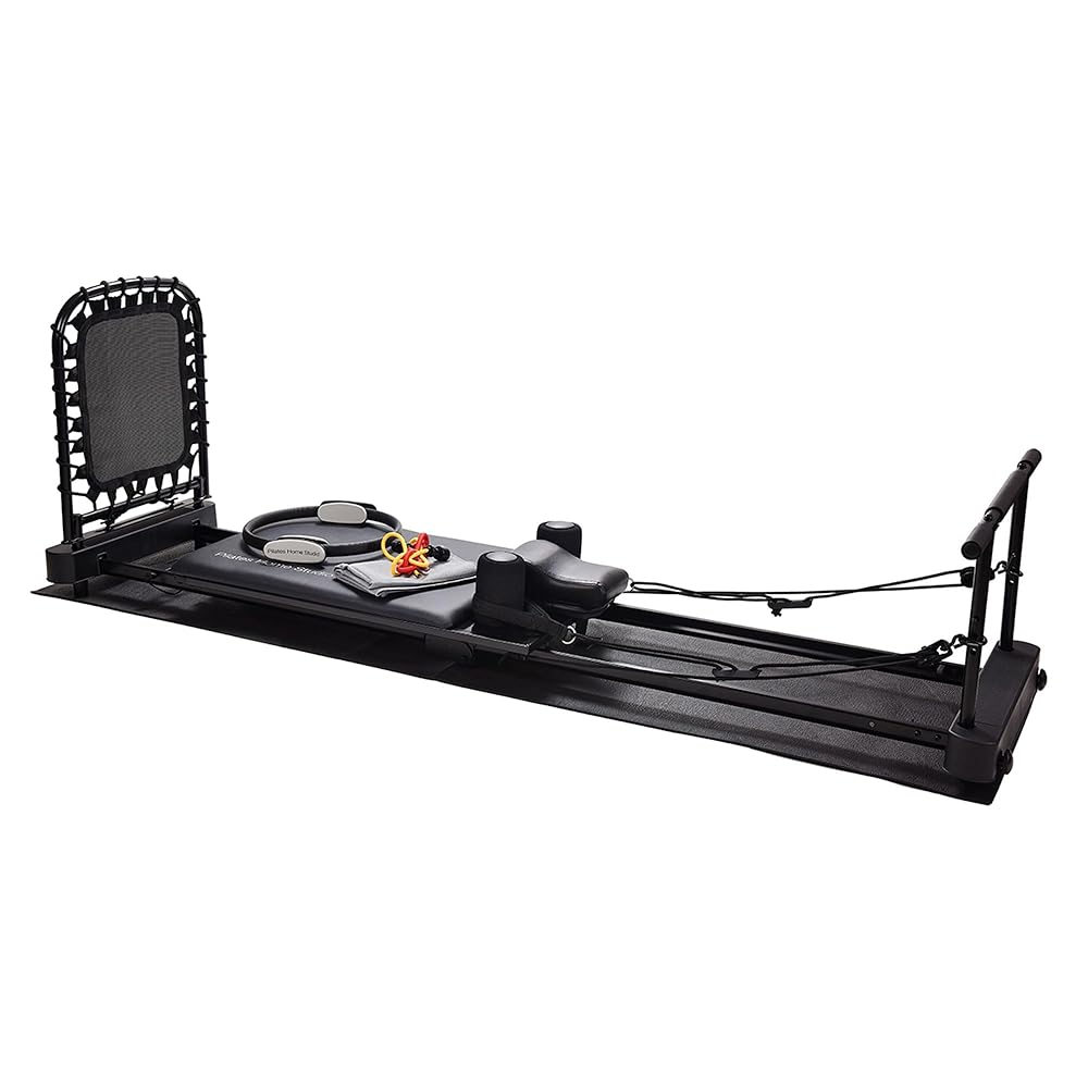 Stamina Products Pilates Home Studio Foldable Reformer, Complete Workout System for Fitness Enthusiasts, All in One Pilates Experience, Black