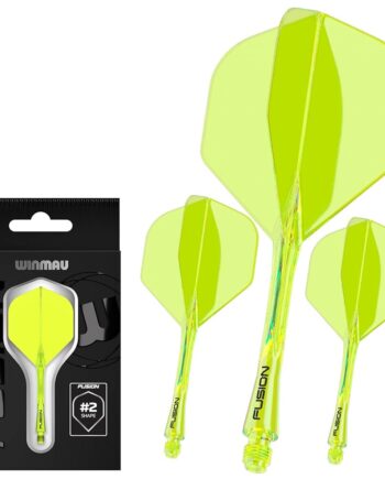 Winmau Darts Fusion Integrated Flight & Shaft System - No.2 Shape & Design - Yellow Colour, Medium Length