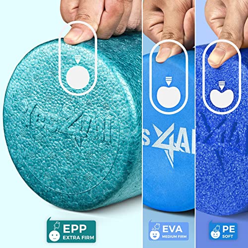 Yes4All High Density Foam Roller for Back, Variety of Sizes & Colors for Yoga, Pilates - Turquoise - 18 Inches