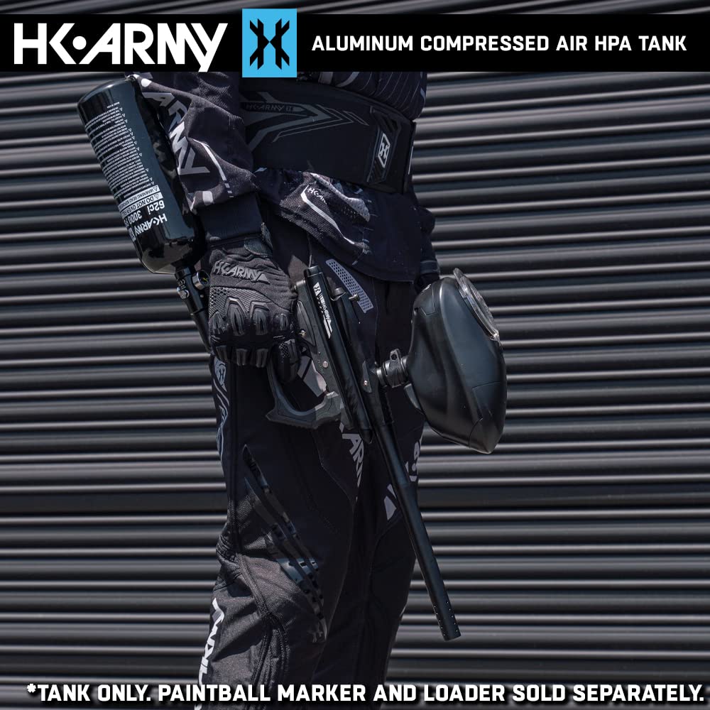 HK Army 62ci/3000psi Aluminum Compressed Air HPA Tank - Refillable High Pressure System for Paintball & Airsoft Gear - Black