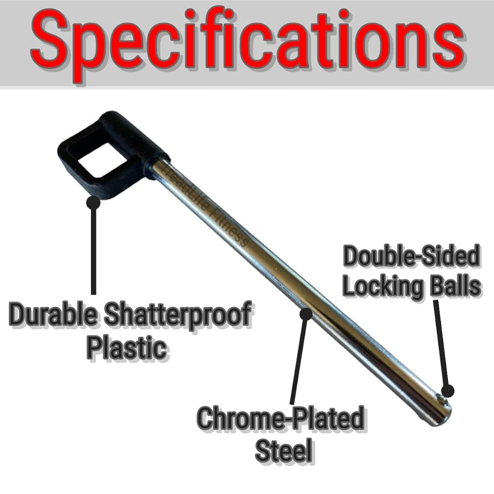 TreadLife Fitness Universal Weight Stack Pin for Commercial Gym or Home Gym | Heavy Duty 3/8" Diameter Extra Long 5.75" Pin Insert | Health Club Grade Steel | Ring Handle