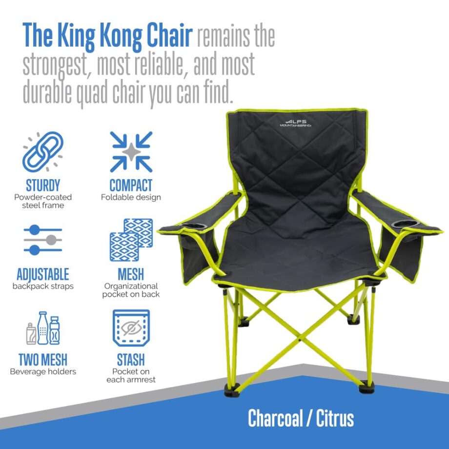 ALPS Mountaineering King Kong Camping Chair, One Size, Polyester, Charcoal/Citrus