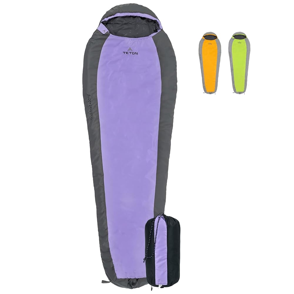 Teton Trailhead, 20 Degree Sleeping Bag; Lightweight, Warm Mummy Sleeping Bag, Camping, Backpacking, Hiking