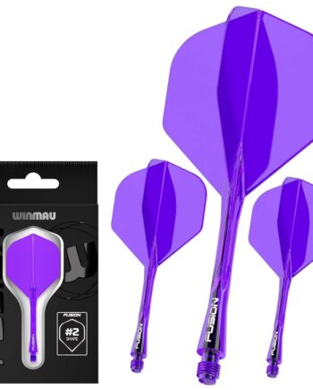 Winmau Darts Fusion Integrated Flight & Shaft System - No.2 Shape & Design - Purple Colour, Short Length