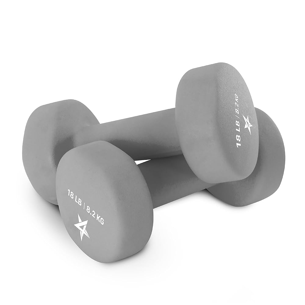 Yes4All Non-Slip Neoprene Coated Dumbbells Hand Weight Sets of 2–18 LB Neoprene Dumbbell Set for Muscle Toning, Strength Building for Women at Home (Gray - Pair)
