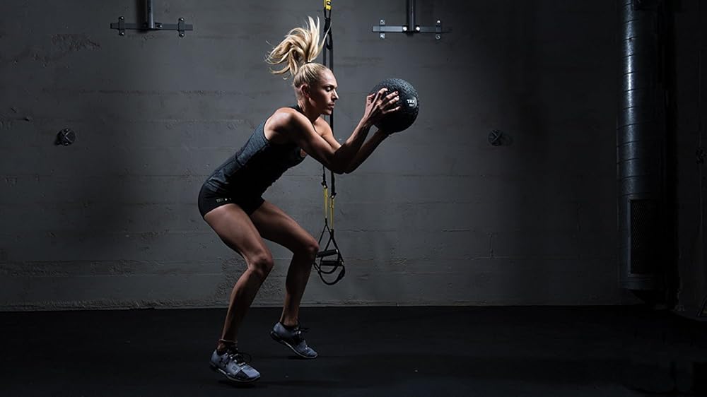 TRX Training Slam Ball Weighted Textured Tread Slip Resistant Rubber Ball for High Intensity Full Body Workouts and Indoor or Outdoor Training (40)